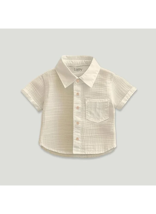 Luay Beige Luay®  Linen Shirt & Short for Kids | Elegant & Comfortable Summer Wear | Stylish Short-Sleeve Shirt & Comfy Shorts for Men | Best Price UAE